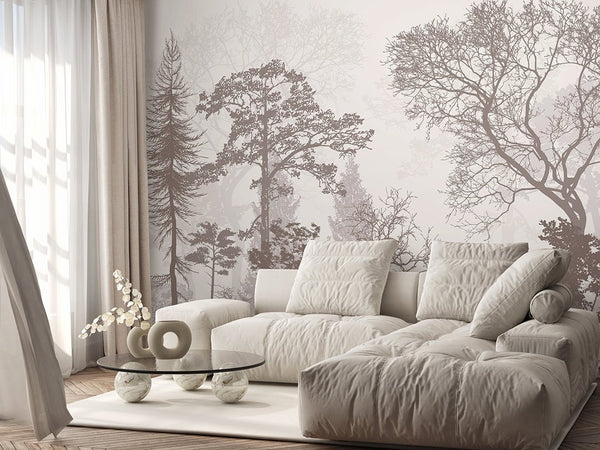 Retro Brown Forest Wall Mural AM039 - CostaCover - Peel and stick Removable Wallpaper - about walls - Abstract - abstract lines