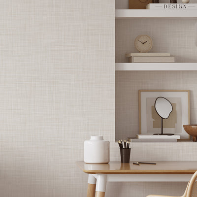 Neutral Beige Linen Wallpaper CC344