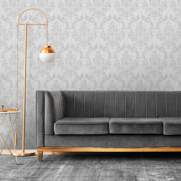 Gray Classic Damask Wallpaper A023 - CostaCover - Peel and stick Removable Wallpaper - adhesive wallpaper - Antique - Antique wallpaper