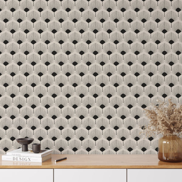 Art Deco Scallops Wallpaper W076 - CostaCover - Peel and stick Removable Wallpaper - Abstract - abstract lines - abstract wall art