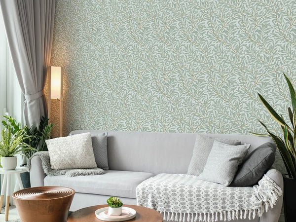 Green Willow Bough by Morris Wallpaper W091 - CostaCover - Peel and stick Removable Wallpaper - abstract floral - abstract wall art - abstract wallpaper