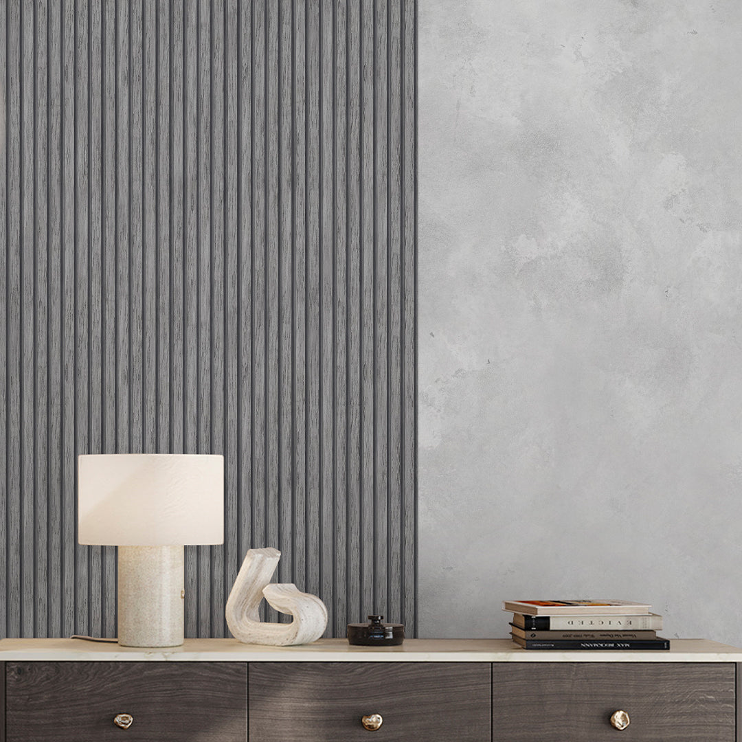 Wooden Gray Oak Slat Panels Wallpaper A003