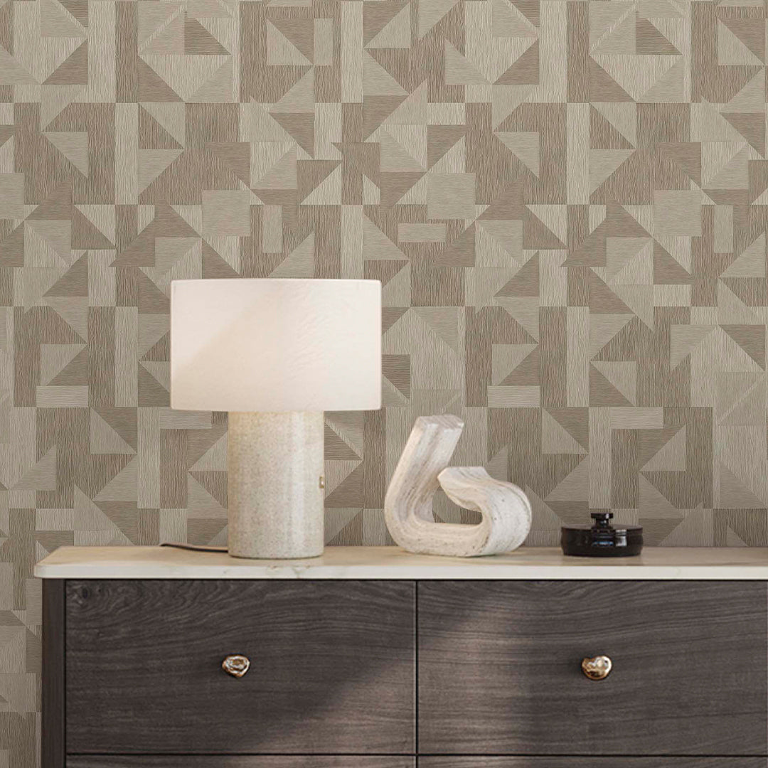 Beige Linen Mosaic Wallpaper A019