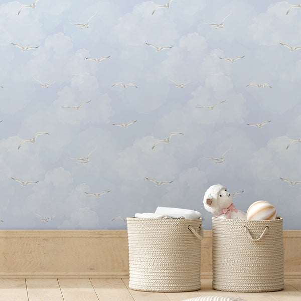Blue Sky & Seagulls Wallpaper A108