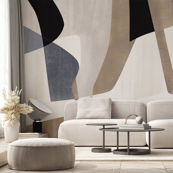 Beige Gray Shapes Wall Mural AM158 - CostaCover-Peel and stick Removable Wallpaper-Abstract-abstract mural-abstract paint
