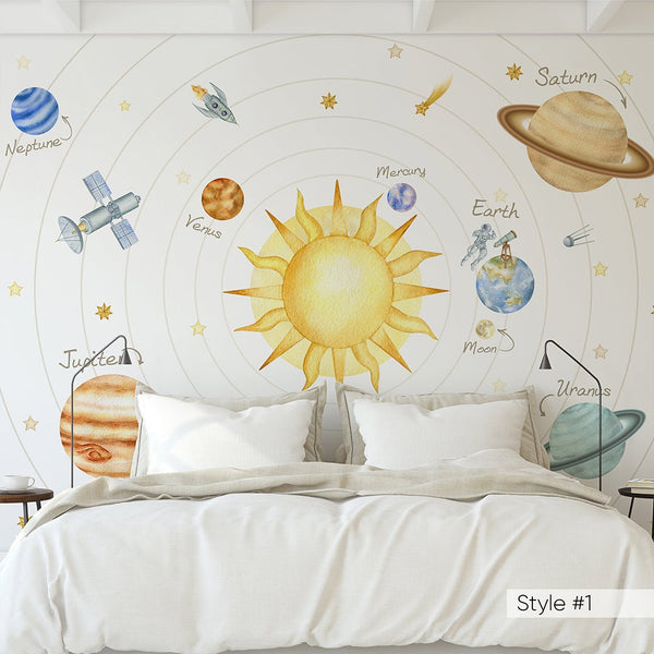 Solar System & Planets Wall Mural WM081 - CostaCover - Peel and stick Removable Wallpaper - abstract wallpaper - accent wallpaper - adhesive wallpaper
