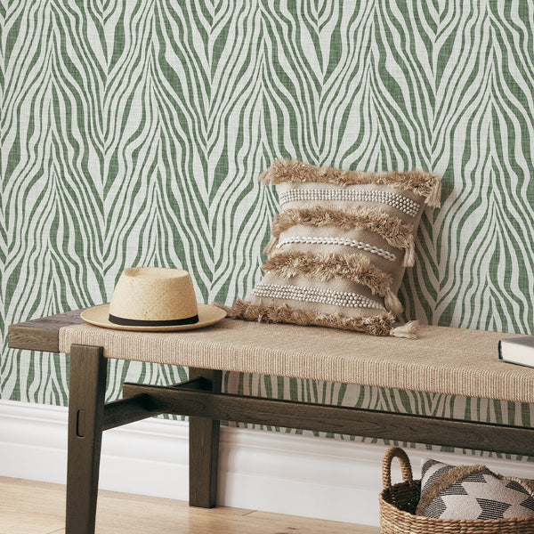 Abstract Green Zebra Grasscloth Wallpaper CG020 - CostaCover - Traditional Wallpaper - Abstract - Abstract Labyrinth Lines - abstract lines