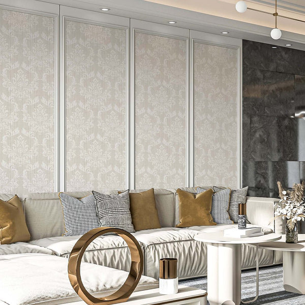 Light Beige Classic Damask Wallpaper A025 - CostaCover - Peel and stick Removable Wallpaper - abstract wallpaper - accent wallpaper - adhesive wallpaper