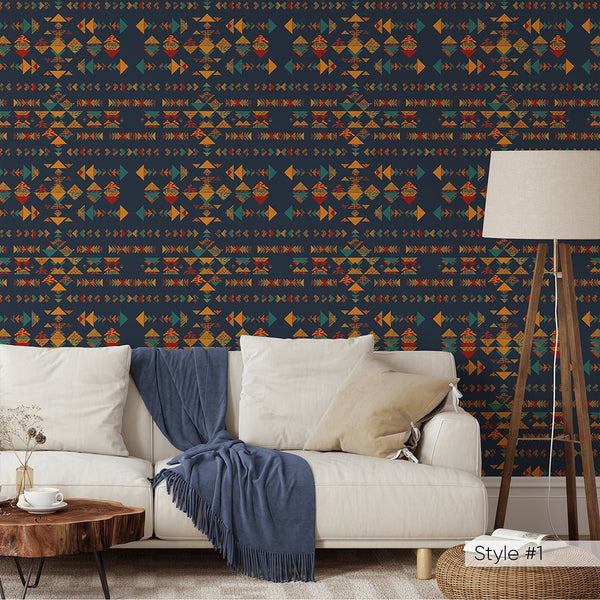 African Motifs Triangular Wallpaper W163 - CostaCover - Peel and stick Removable Wallpaper - abstract wallpaper - accent wallpaper - adhesive wallpaper