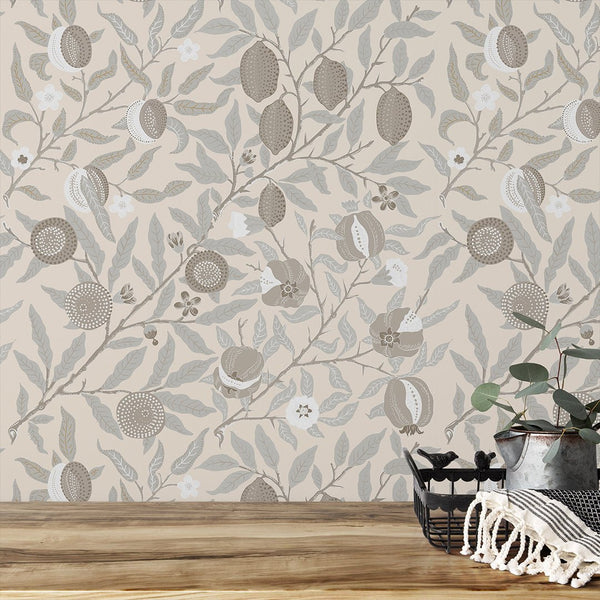 Beige Fruit or Pomegranate by Morris Wallpaper W114 - CostaCover - Peel and stick Removable Wallpaper - abstract wallpaper - accent wallpaper - adhesive wallpaper