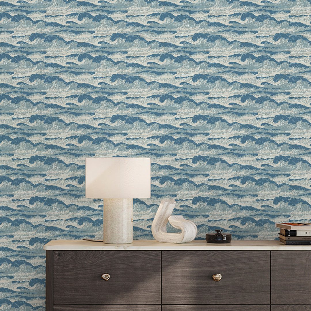 Japanese Blue Waves Wallpaper A099
