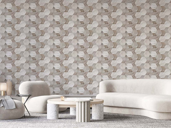 Marble Honeycomb Mosaic Wallpaper A021 - CostaCover - Peel and stick Removable Wallpaper - abstract marble - abstract wallpaper - accent wallpaper