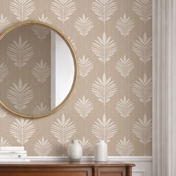 Beige Leaf Wallpaper L028