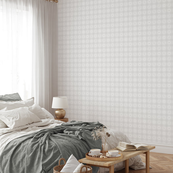 Gray Plaid Floral Wallpaper L149