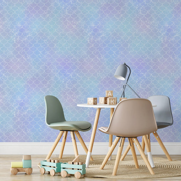 Watercolor Mermaid Scales Wallpaper S094 - CostaCover - Peel and stick Removable Wallpaper - Abstract - abstract lines - abstract mural