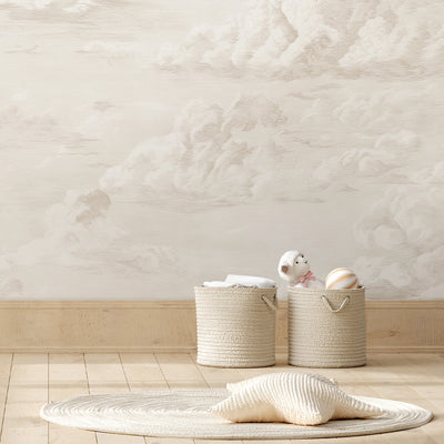 Beige Vintage Cloud Sky Wall Mural AM174