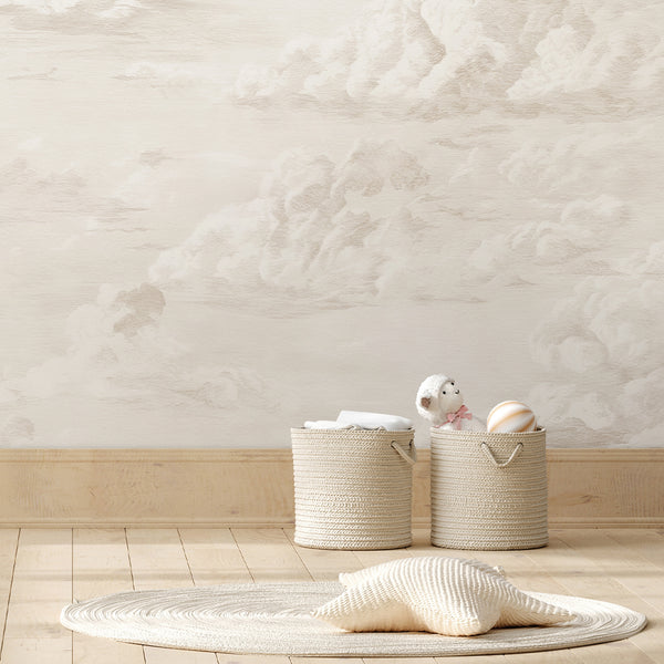Beige Vintage Cloud Sky Wall Mural AM174