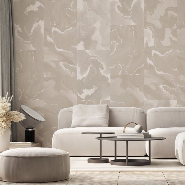 Beige Marble Squares Wall Mural AM031 - CostaCover - Peel and stick Removable Wallpaper - about walls - Abstract - Abstract Labyrinth Lines