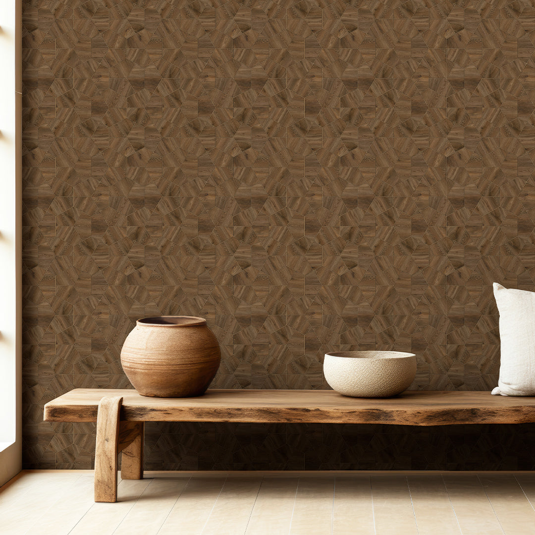 Wood Veneer Mosaic Wallpaper A017