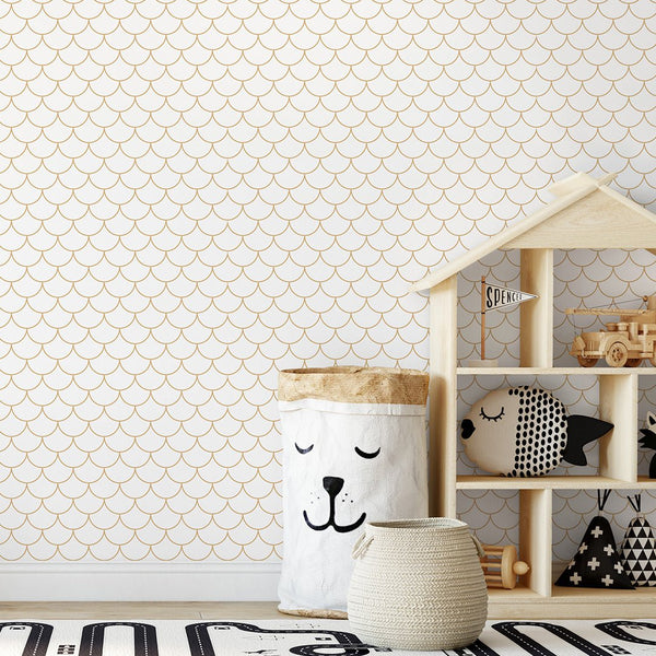 Sand Colored Fish Scales Wallpaper S097 - CostaCover - Peel and stick Removable Wallpaper - Abstract - abstract lines - abstract mural