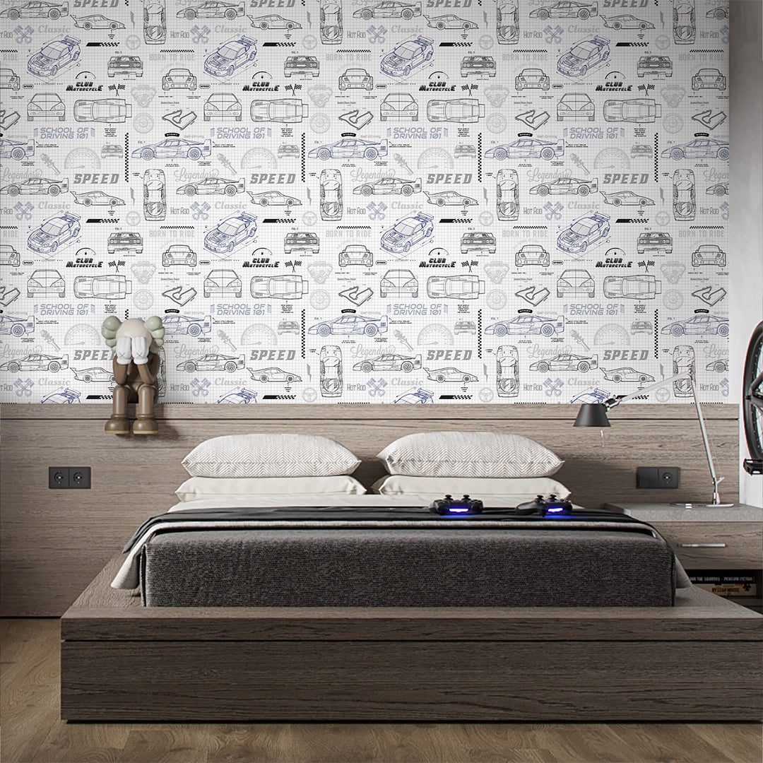 Race Car Blueprint Wallpaper A124