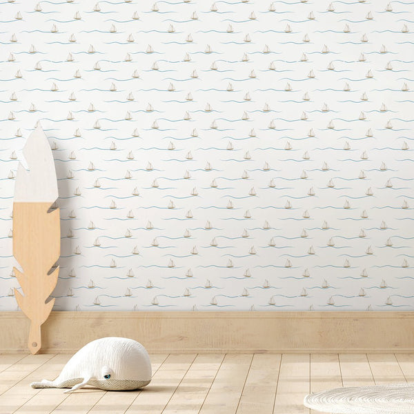Tiny Cute Sailboats Wallpaper A082 - CostaCover-Peel and stick Removable Wallpaper-Abstract-abstract wall art-abstract wallpaper