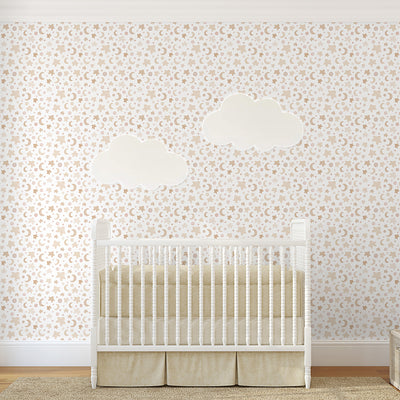 Tiny Beige Stars Wallpaper S126