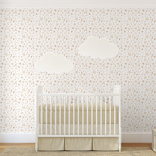 Tiny Beige Stars Wallpaper S126 - CostaCover-Peel and stick Removable Wallpaper-Abstract-abstract wall art-abstract wallpaper