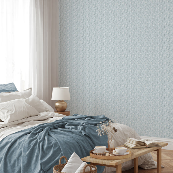 Dusty Blue Wildflowers Wallpaper L078