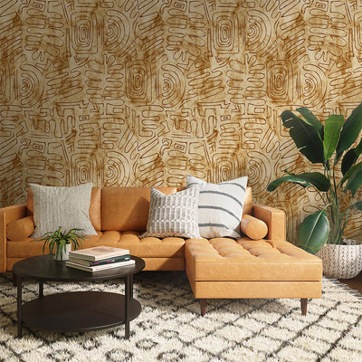 Tan Brown Tribal Mudcloth Wallpaper W173