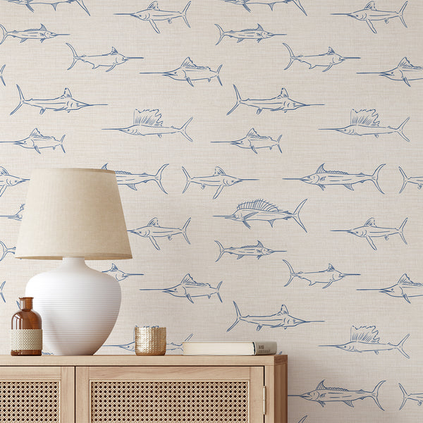 Navy Blue Marlin Fish Wallpaper CC365