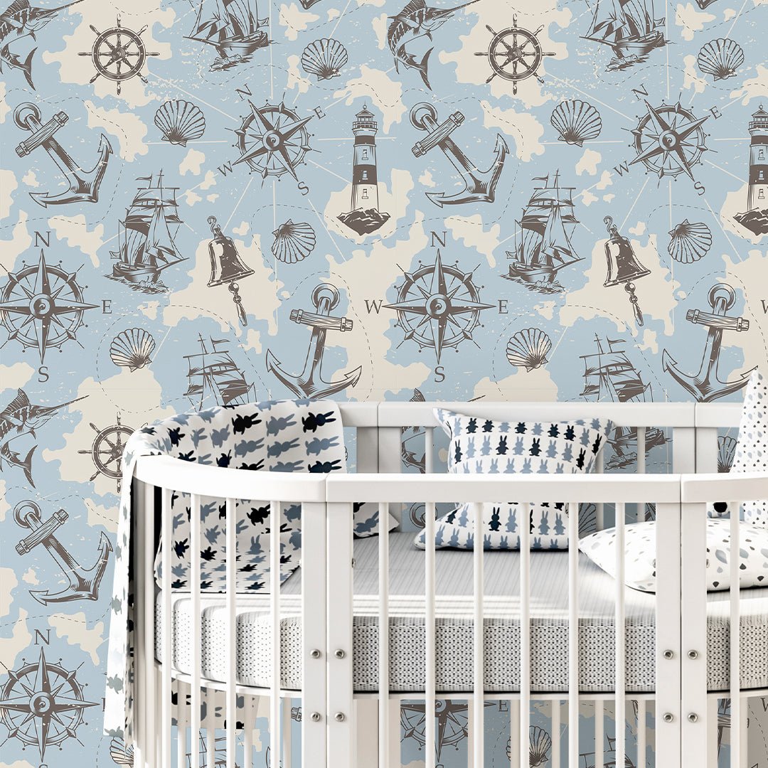 Blue Marine Map Wallpaper A089