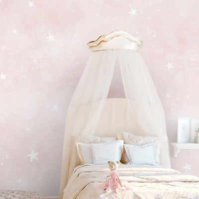 Pastel Pink Moon & Stars Wall Mural SM075