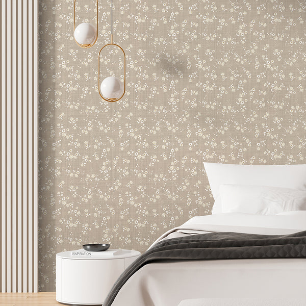 Beige Floral Wallpaper W178