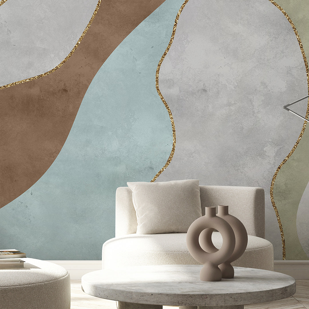 Brown Green Blue Abstract Wall Mural CCM213