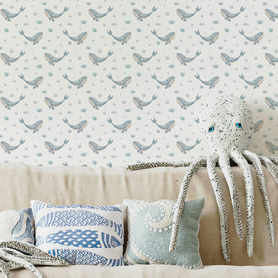 Blue Tiny Whales Wallpaper S085