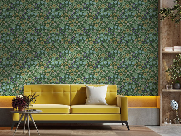 Colorful Wildflowers by Morris Wallpaper W128 - CostaCover - Peel and stick Removable Wallpaper - abstract floral - abstract wallpaper - accent wallpaper