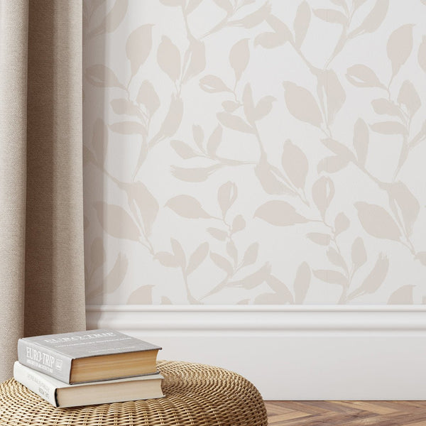Neutral Beige Floral Grasscloth Wallpaper CG029 - CostaCover - abstract floral - abstract wallpaper - baby bedroom