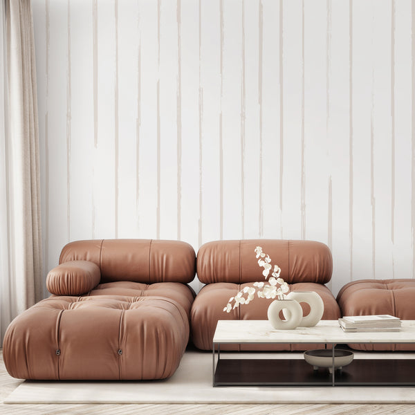 Neutral Beige Vertical Stripe Wall Mural AM197