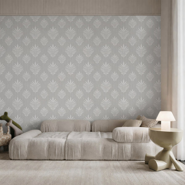 Light Gray Leaf Wallpaper L030