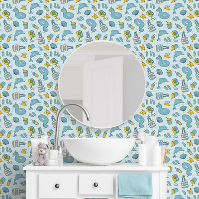 Turquoise Beach Pattern Wallpaper S104