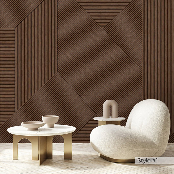 Geometric Wooden Panels Effect Wall Mural AM075 - CostaCover - Peel and stick Removable Wallpaper - about walls - abstract wallpaper - accent wallpaper
