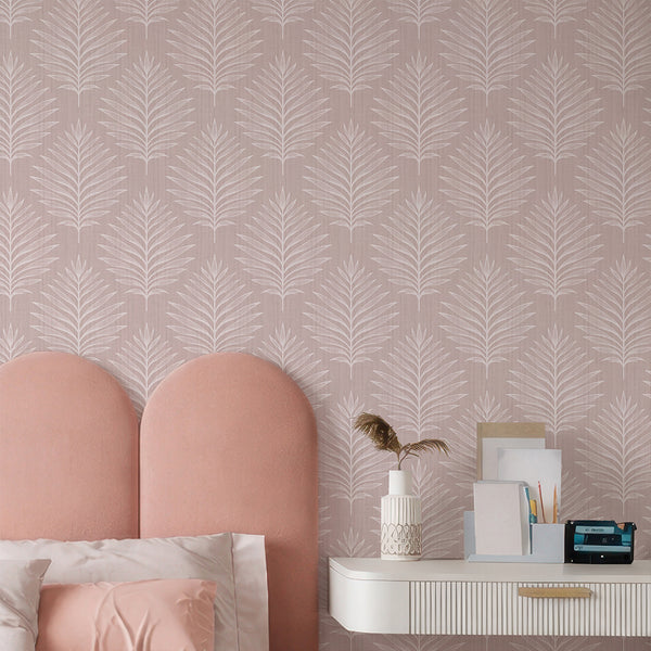 Dusty Pink Palm Leaves Wallpaper  L055