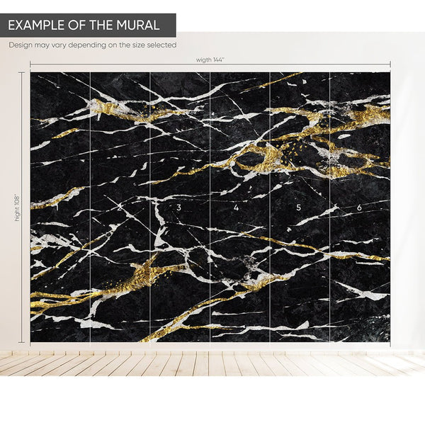 Black & Gold Marble Wall Mural CCM040 - CostaCover - Peel and stick Removable Wallpaper - accent wallpaper - adhesive wallpaper - adhesive wallpaper design