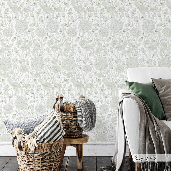 Beige Wild Tulip by Morris Wallpaper W110 - CostaCover - Peel and stick Removable Wallpaper - abstract floral - abstract wallpaper - accent wallpaper