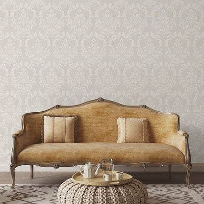 Beige Classic Damask Wallpaper A031