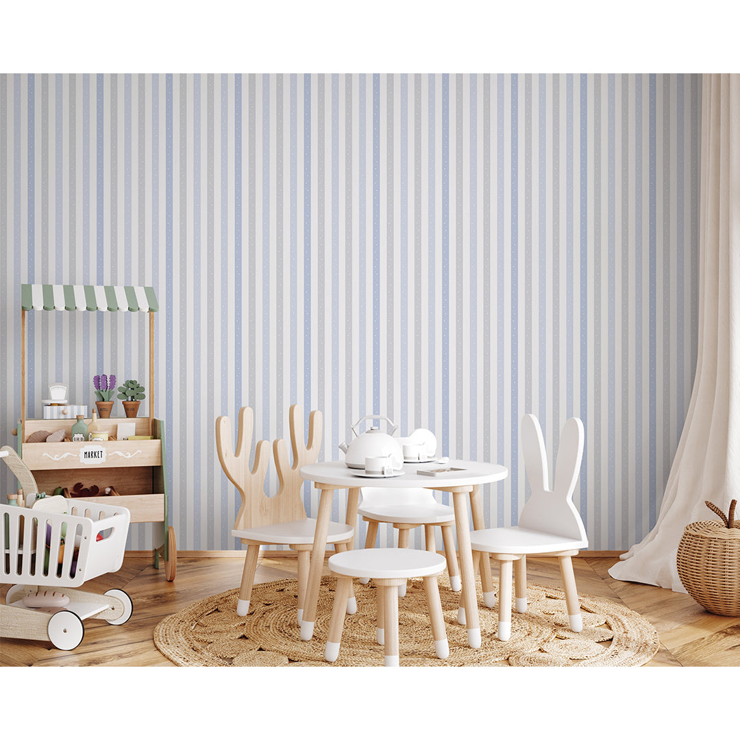 Blue Stripe Polka Dot Wallpaper A087
