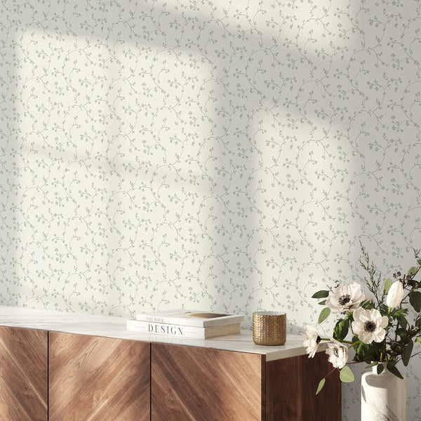 Green Floral Vine Wallpaper L111