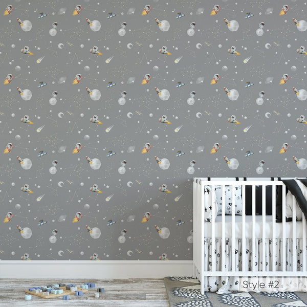 Pastel Blue Space Wallpaper W077 - CostaCover - Peel and stick Removable Wallpaper - accent wallpaper - adhesive wallpaper - aqua blue