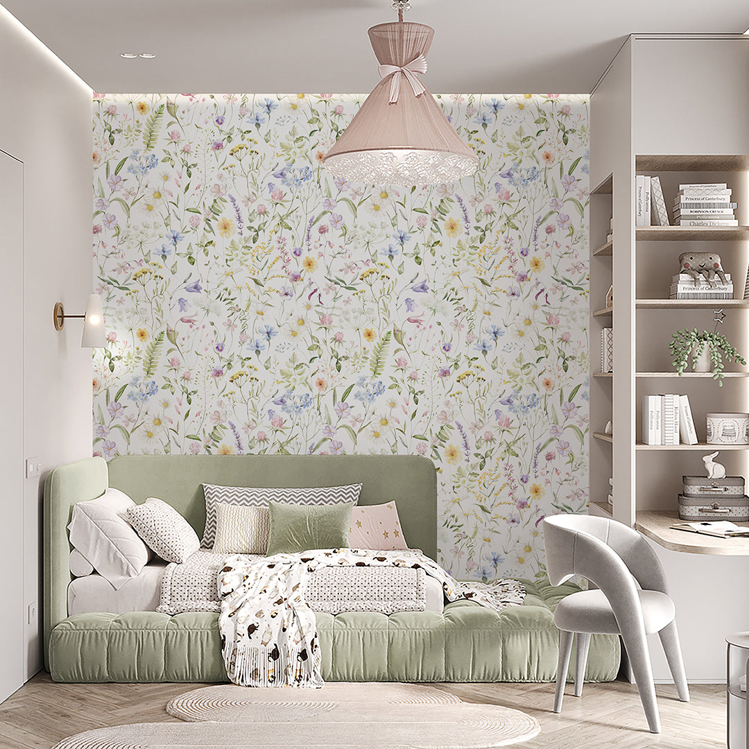 Pastel Delicate Wildflowers Wallpaper S073